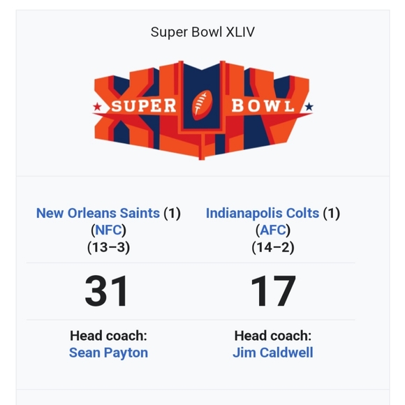 SUPER BOWL XLIV 44 Colts Saints short sleeve graphic tee 2010 NFL Lg So. Florida - Picture 3 of 9